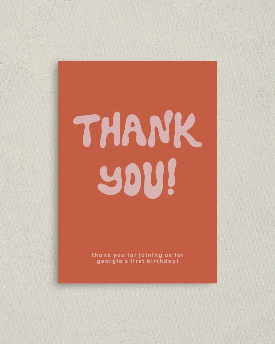 This is a 4" x 5.6" Thank You Card called One is Fun printed in full color on Soft Touch Finish paper