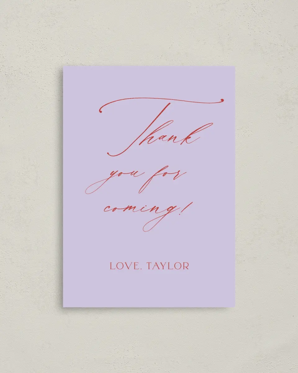 This is a 4" x 5.6" Thank You Card called Make a Wish printed in full color on Soft Touch Finish paper