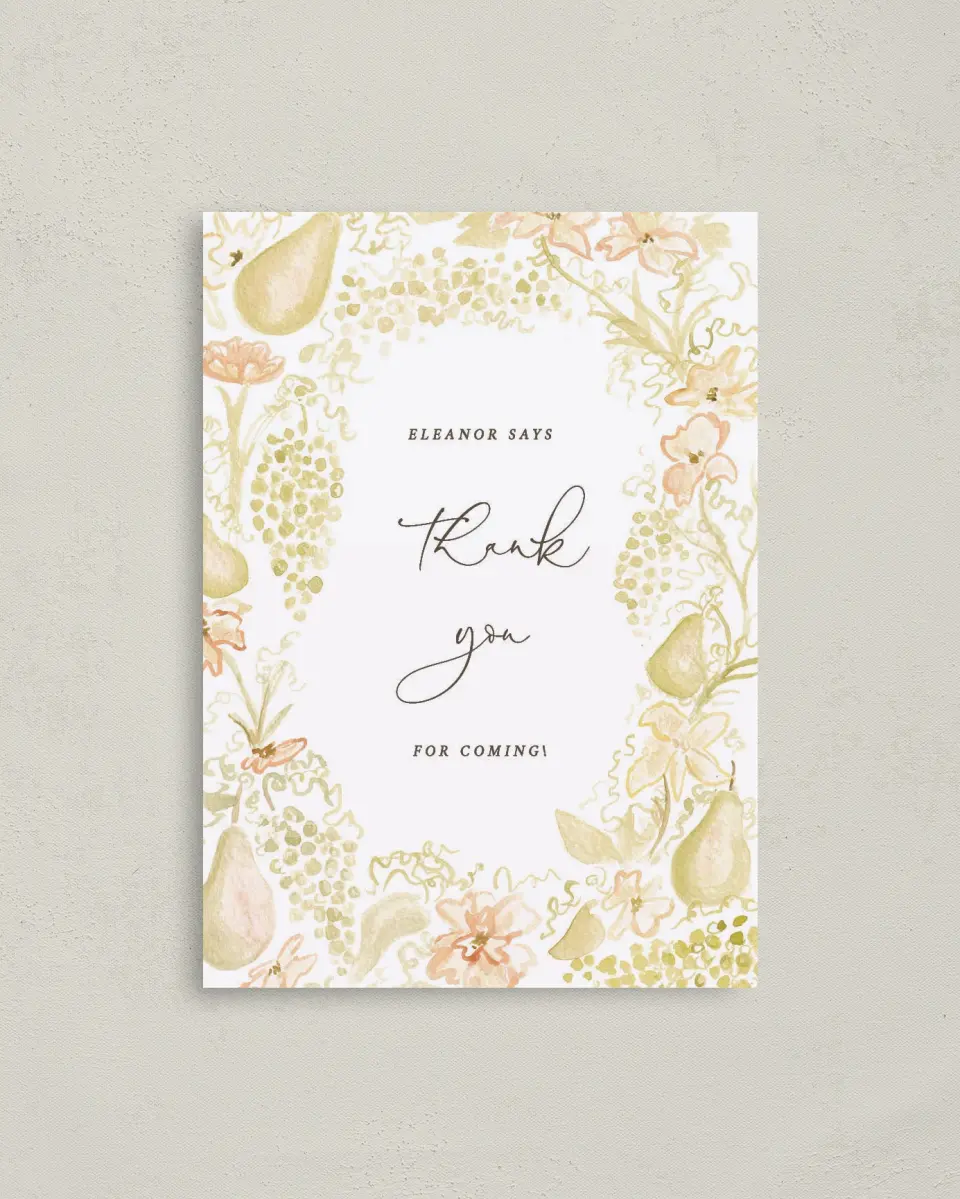 This is a 4" x 5.6" Thank You Card called Timeless Moments printed in full color on Soft Touch Finish paper
