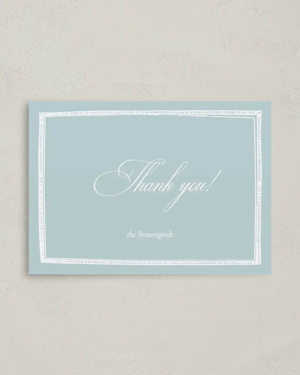 This is a 4" x 5.6" Thank You Postcard called Kensington printed in full color on Soft Touch Finish paper