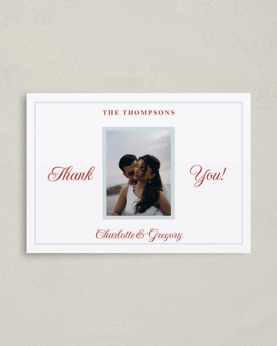 This is a 4" x 5.6" Thank You Postcard called Mod Elegance printed in full color on Soft Touch Finish paper