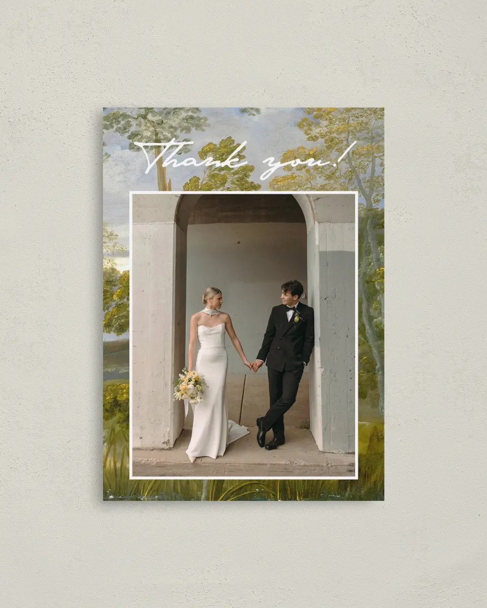 This is a 4" x 5.6" Thank You Postcard called With Love printed in full color on Soft Touch Finish paper