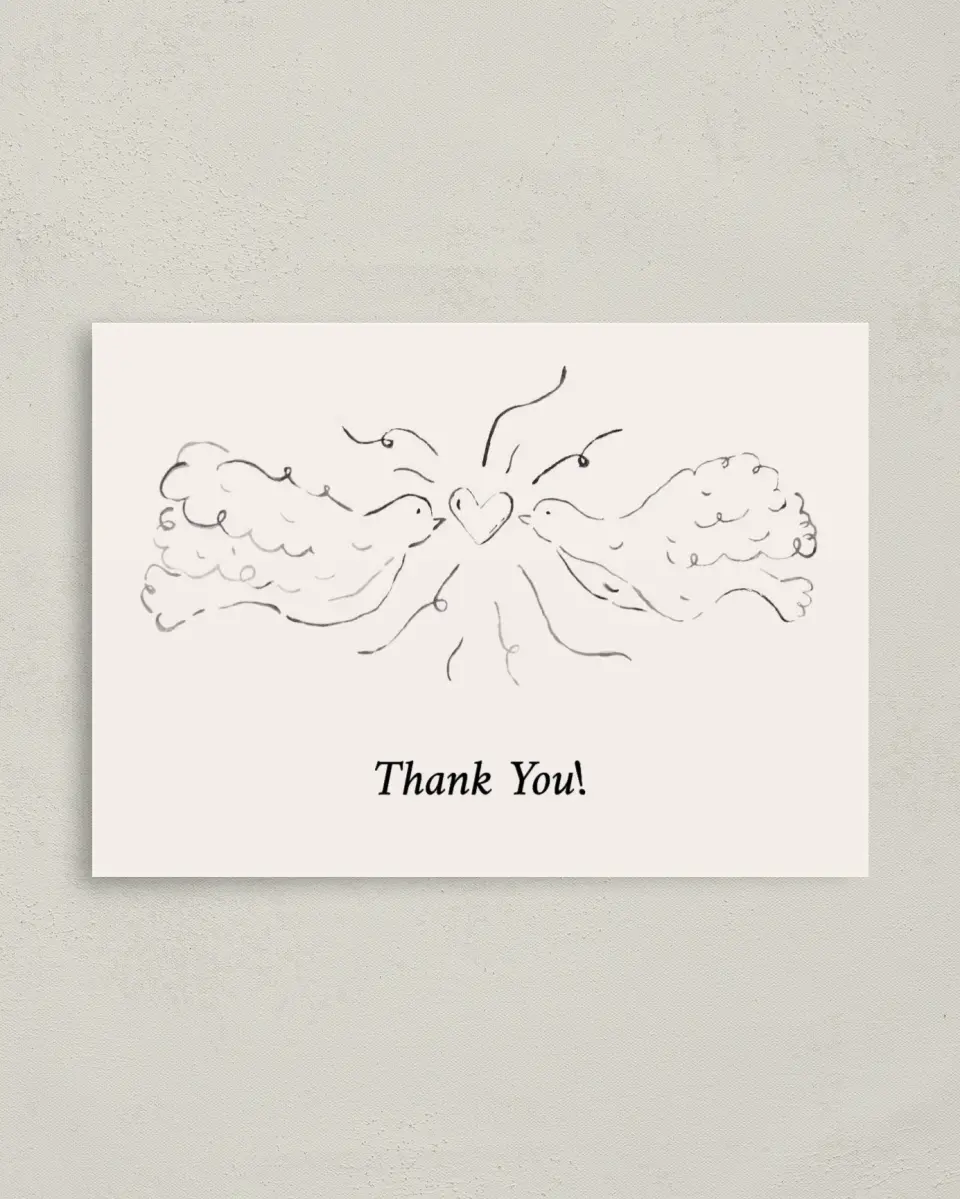 This is a 4" x 5.6" Thank You Postcard called Mi Amor printed in full color on Soft Touch Finish paper