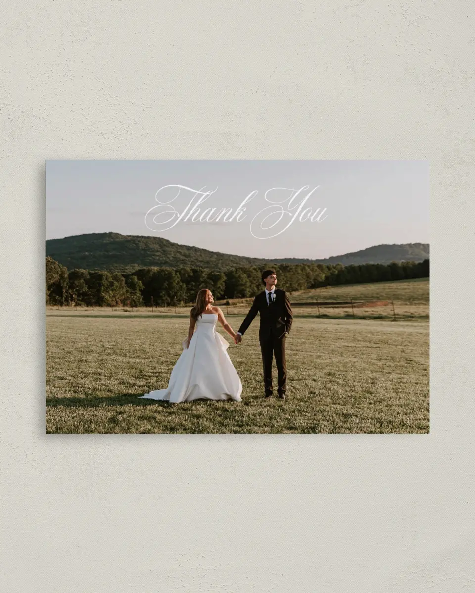 This is a 4" x 5.6" Thank You Postcard called Georgetown printed in full color on Soft Touch Finish paper
