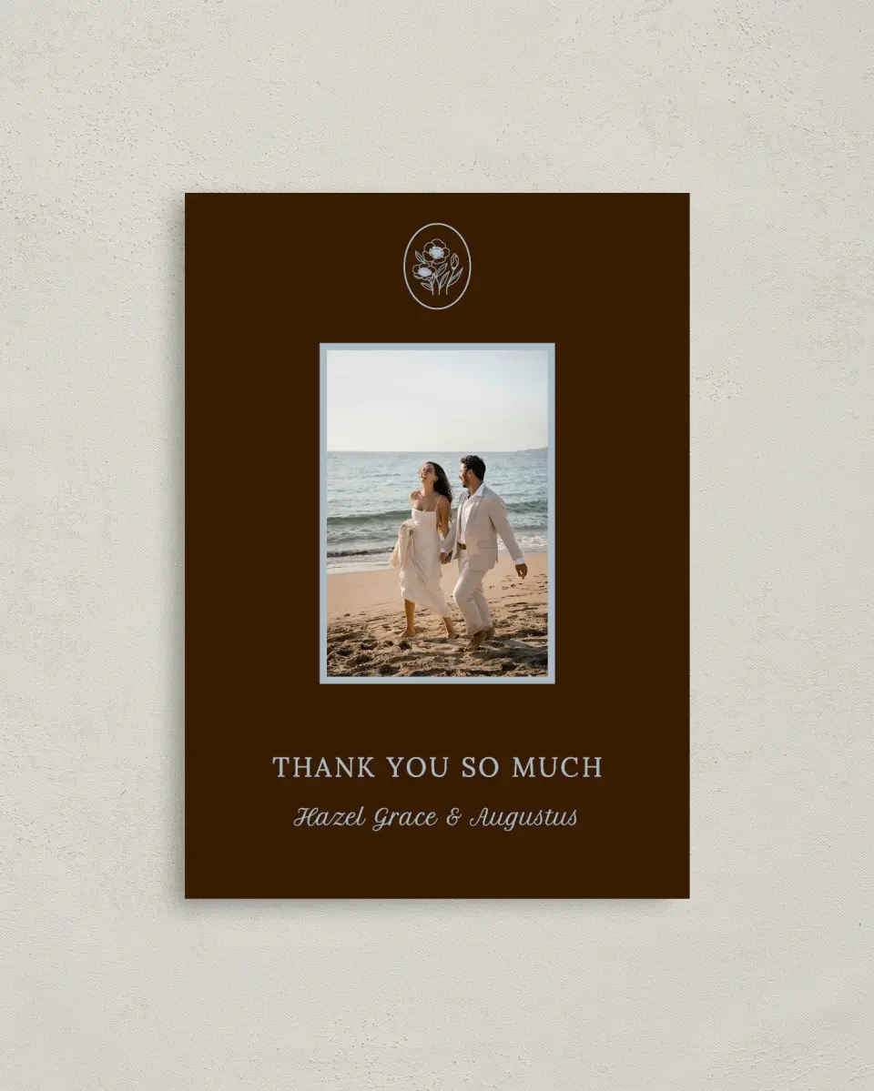 This is a 4" x 5.6" Thank You Postcard called Montauk printed in full color on Soft Touch Finish paper
