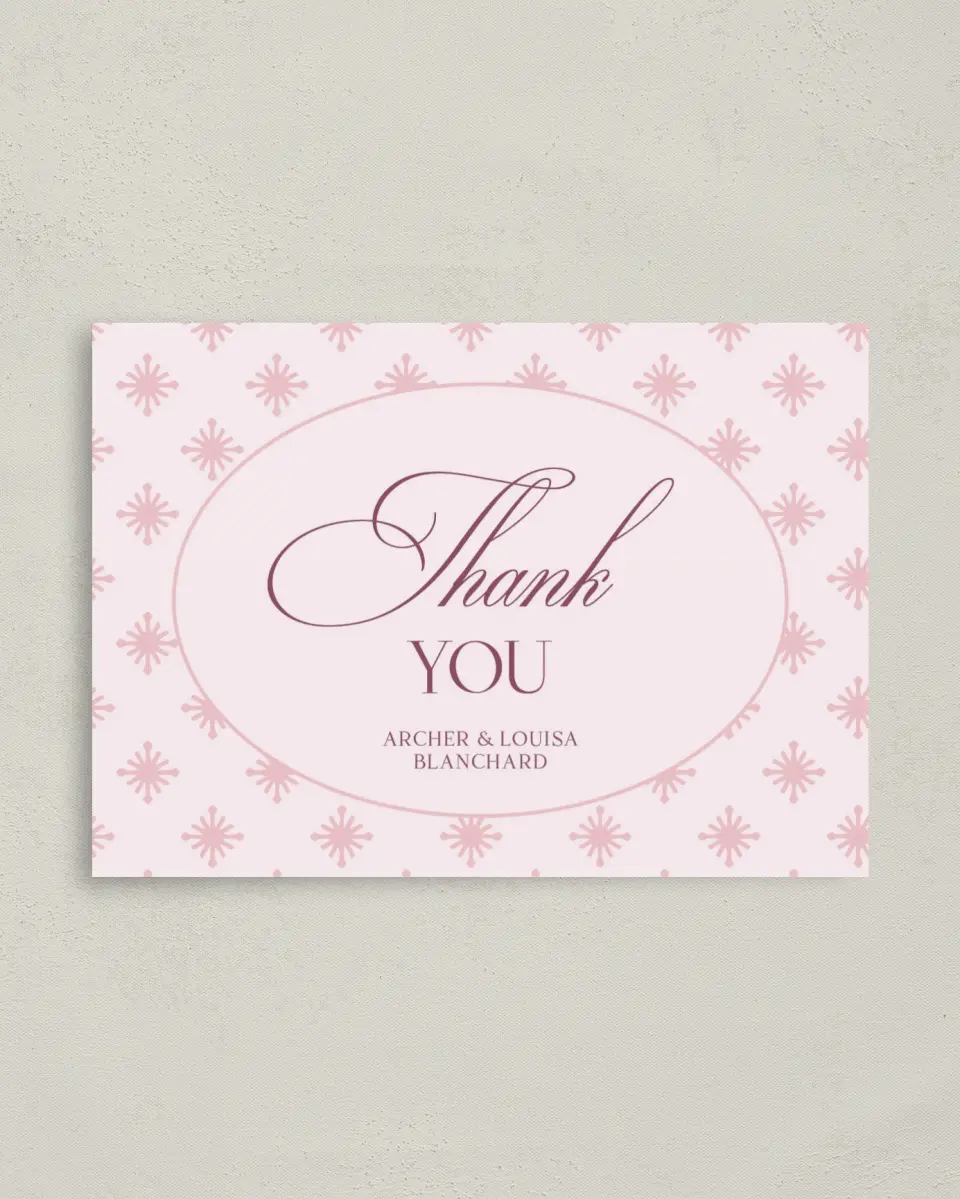 This is a 4" x 5.6" Thank You Postcard called Roswell printed in full color with Gold foil on Soft Touch Finish paper