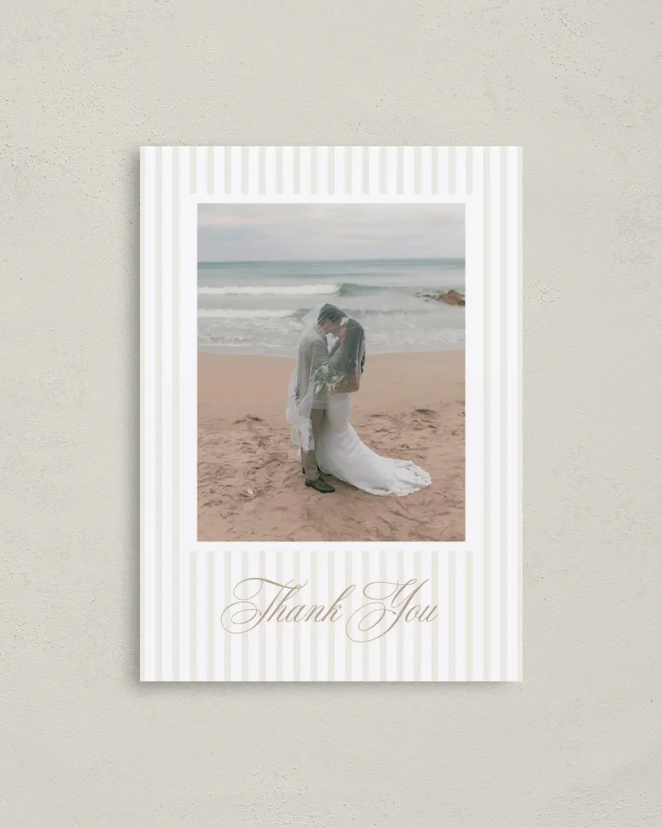 This is a 4" x 5.6" Thank You Postcard called Elegant Shell printed in full color on Soft Touch Finish paper