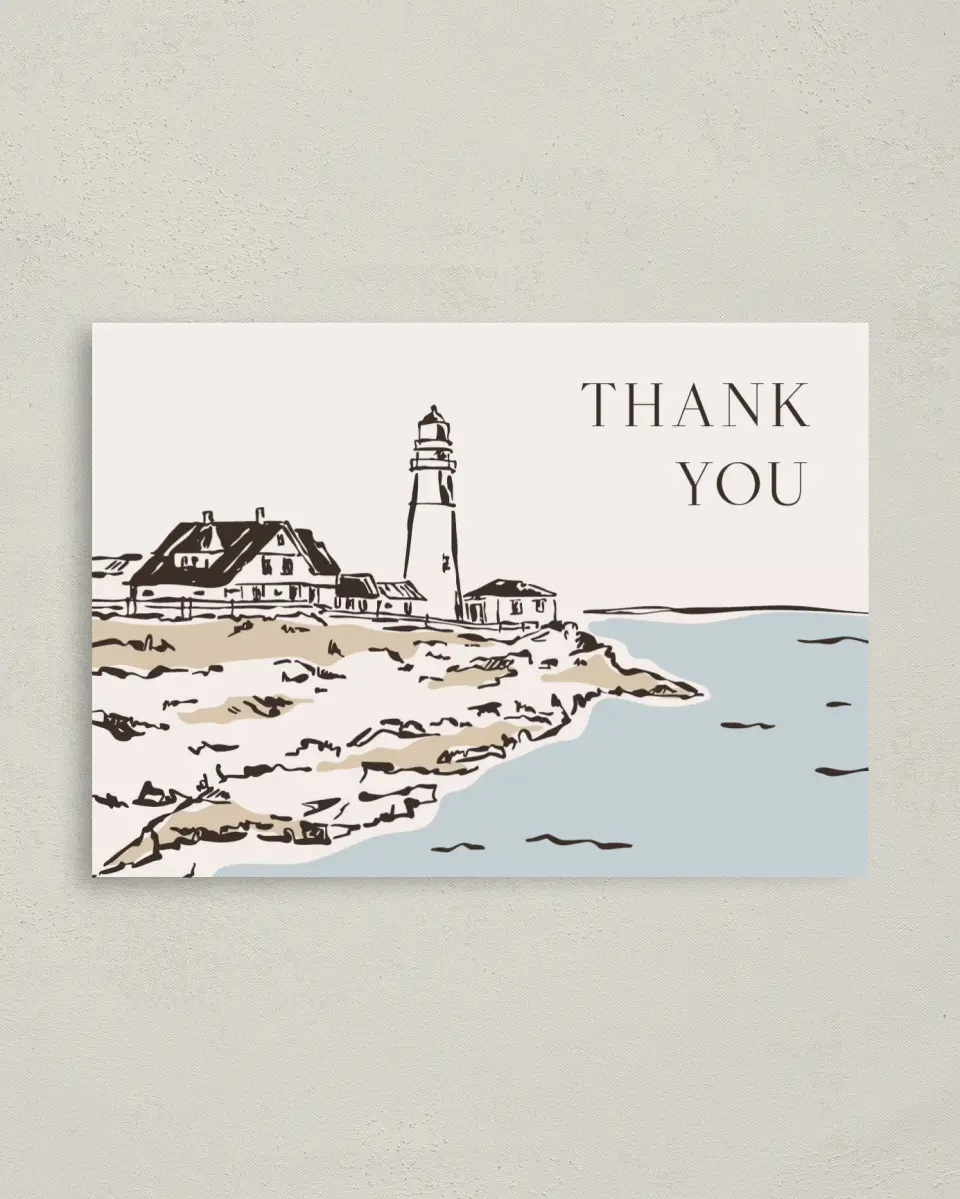 This is a 4" x 5.6" Thank You Postcard called Beacon of Love printed in full color on Soft Touch Finish paper