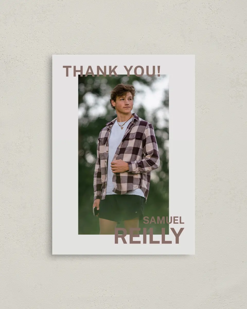 This is a 4" x 5.6" Graduation Thank You Postcard called Graduation Time printed in full color on Soft Touch Finish paper