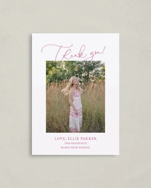 grad thank you cards Graduation Card Graduates name is printed on the front Brushing up - graduation thank
