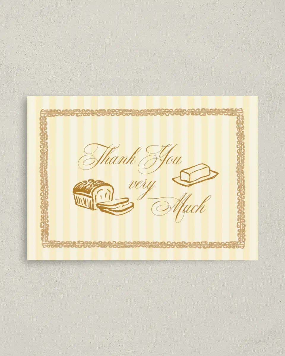 This is a 4" x 5.6" Graduation Thank You Postcard called Toast to Baby printed in full color on Soft Touch Finish paper