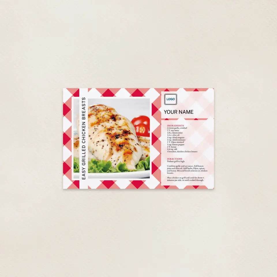 This is a 6" x 9" Postcards with Magnetic Strip called Gingham Chicken printed in full color
