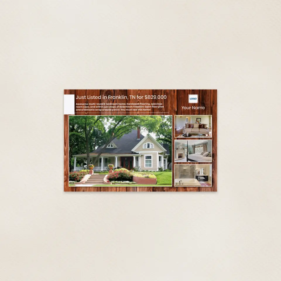 This is a 6" x 9" Postcards with Magnetic Strip called Woodgrain Listing printed in full color
