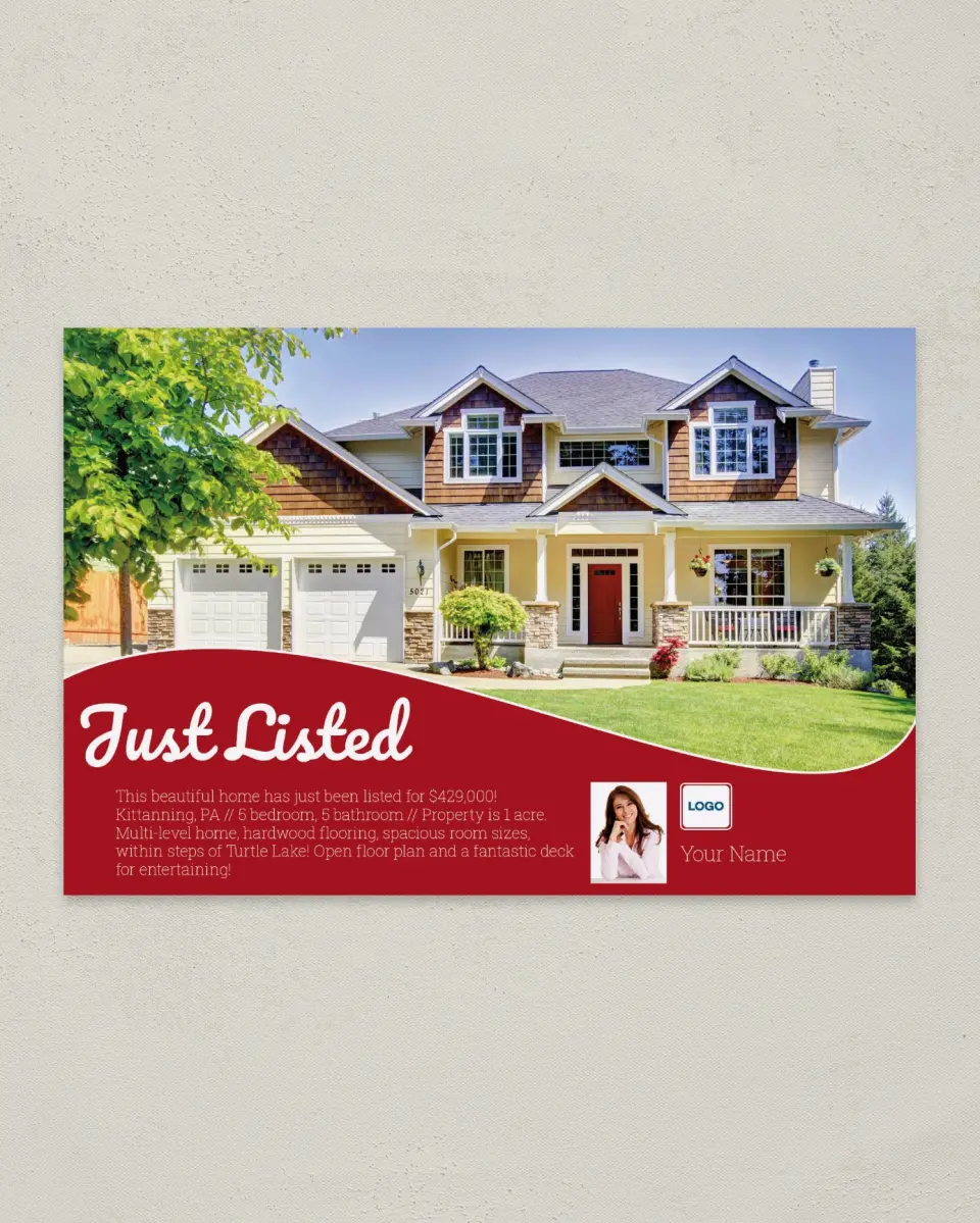 This is a 6" x 9" Postcard called Premier Listing printed in full color