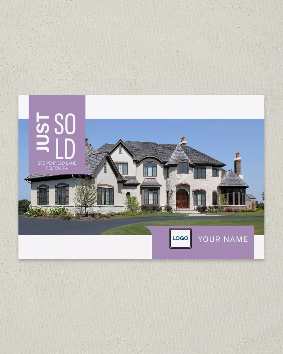 This is a 6" x 9" Postcard called Off the Market printed in full color