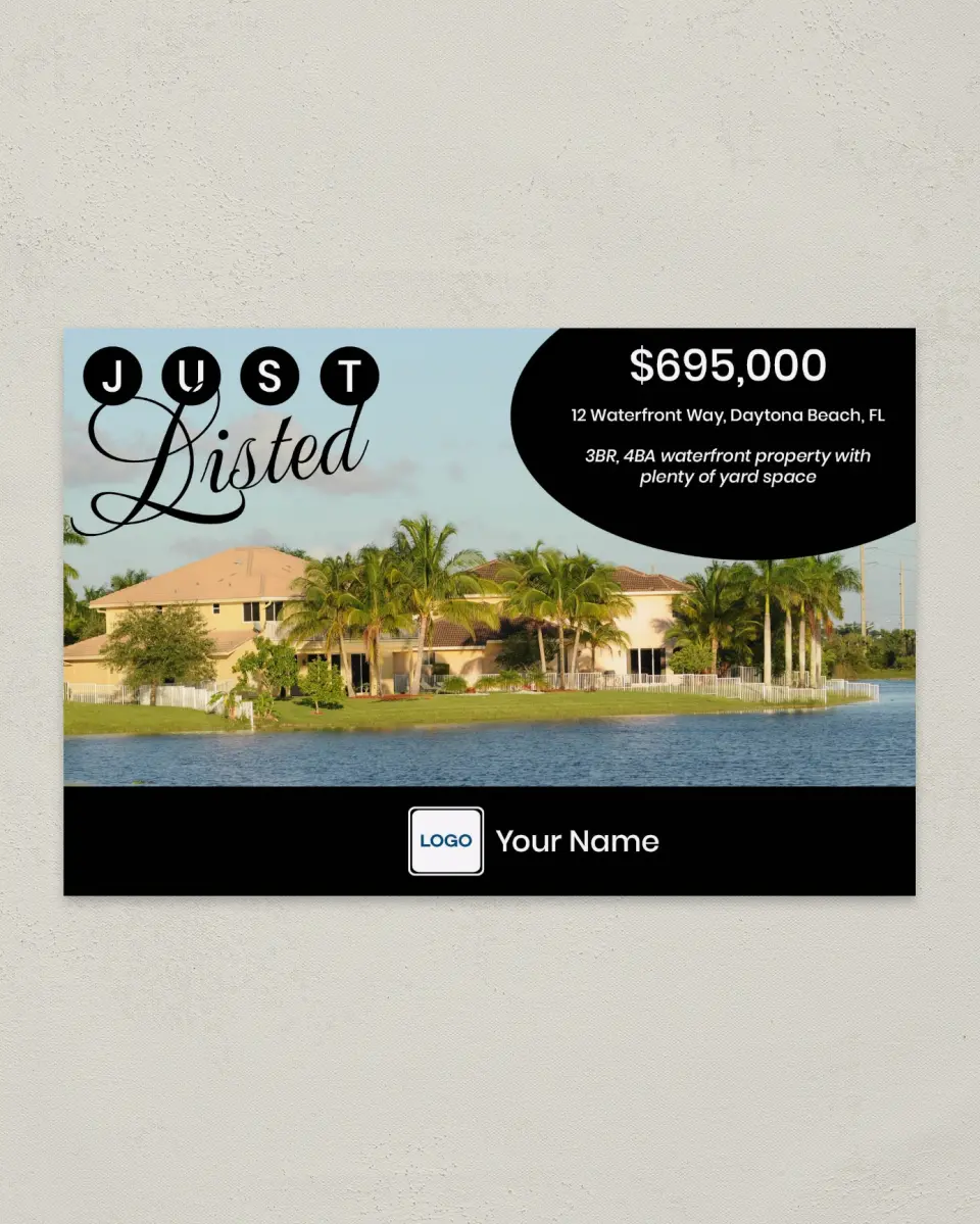 This is a 6" x 9" Postcard called Retro Listing printed in full color