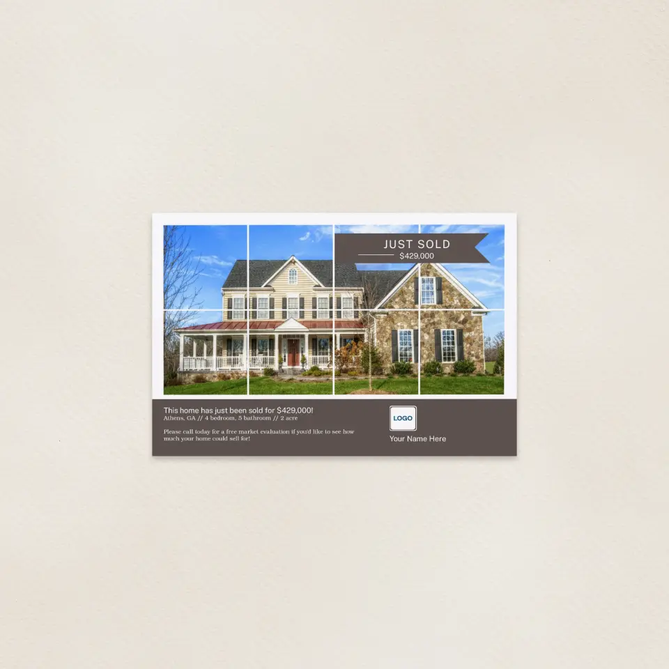 This is a 6" x 9" Postcards with Magnetic Strip called Sold Squared printed in full color