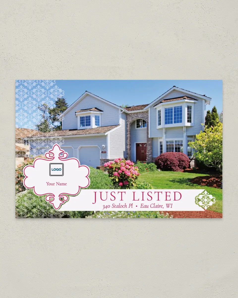This is a 6" x 9" Postcard called Quaint Listing printed in full color
