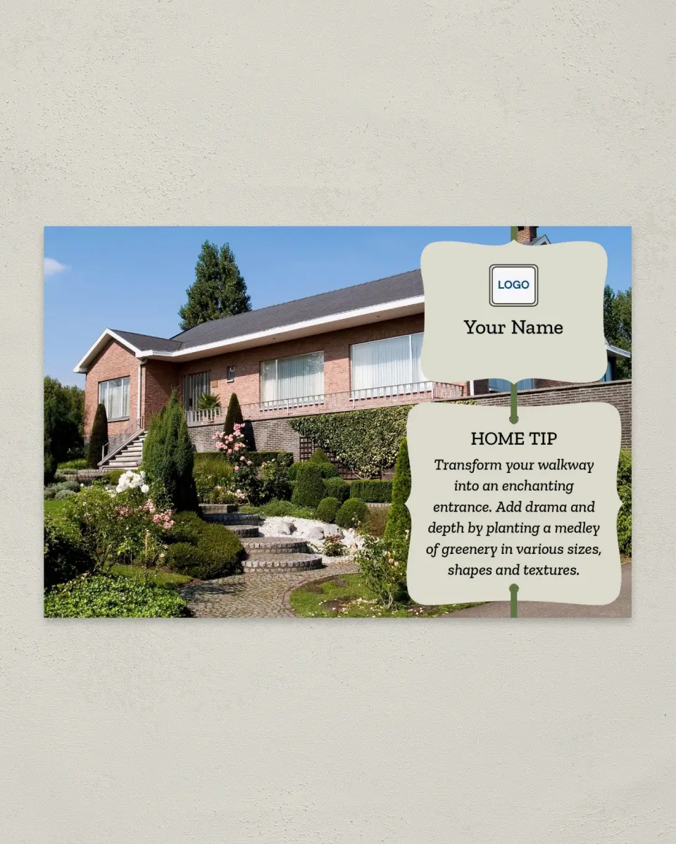 This is a 6" x 9" Postcard called Home Tip - Walkway printed in full color