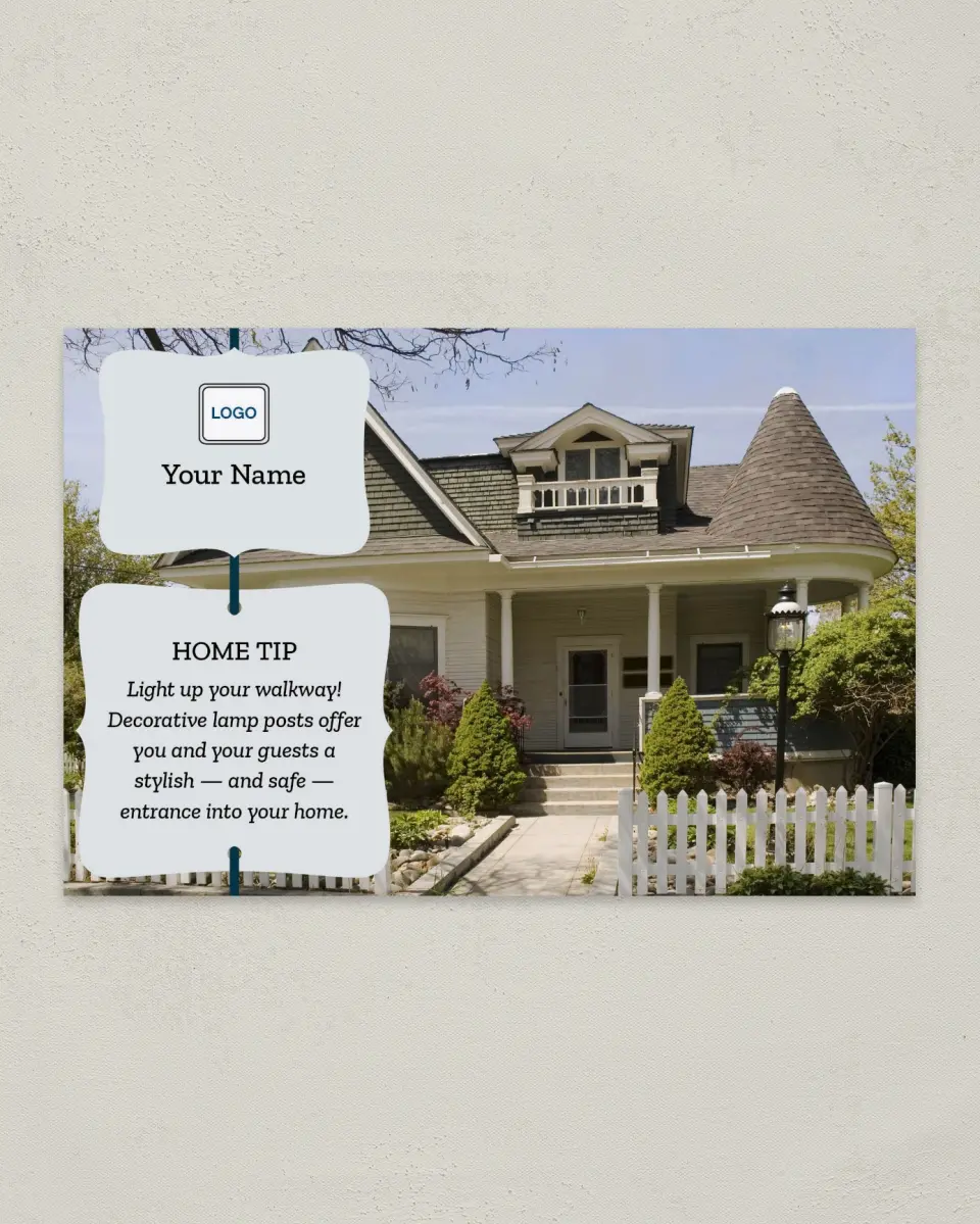 This is a 6" x 9" Postcard called Home Tip - Lamp Post printed in full color