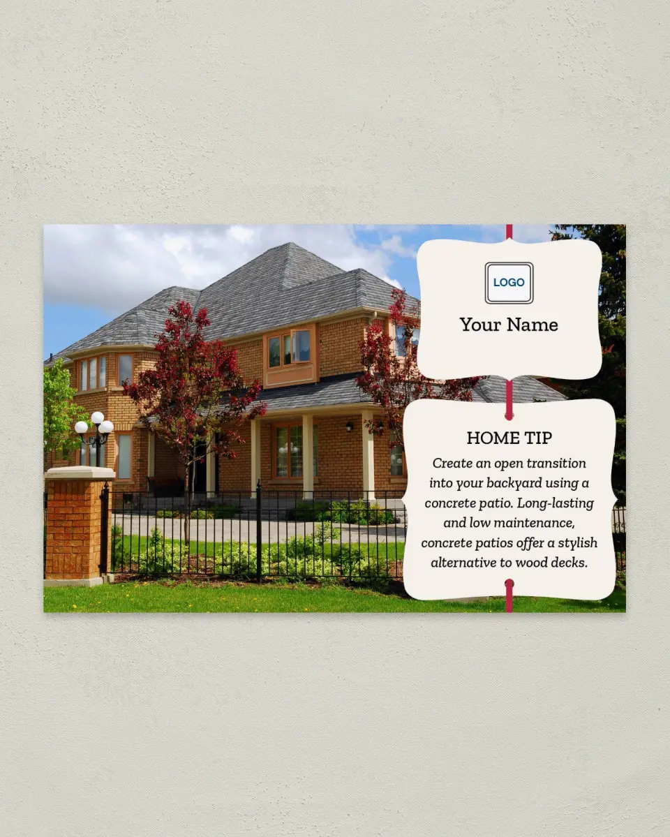 This is a 6" x 9" Postcard called Home Tip - Patio printed in full color