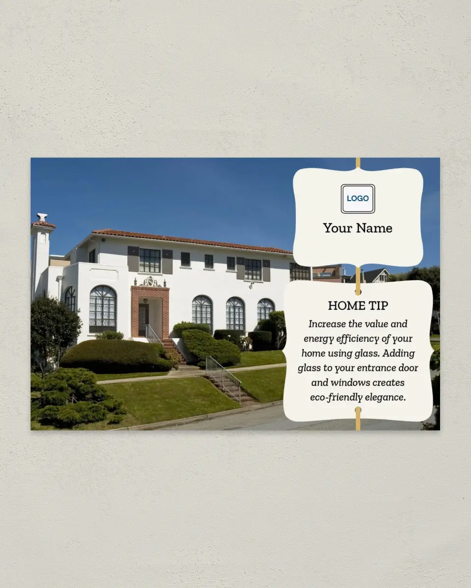 This is a 6" x 9" Postcard called Home Tip - Glass printed in full color