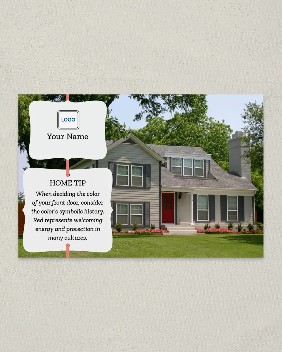 This is a 6" x 9" Postcard called Home Tip - Front Door printed in full color