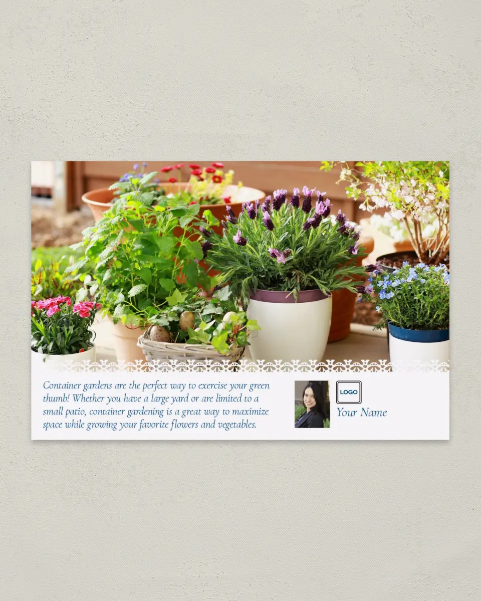 This is a 6" x 9" Postcard called Home Tip - Green Thumb printed in full color