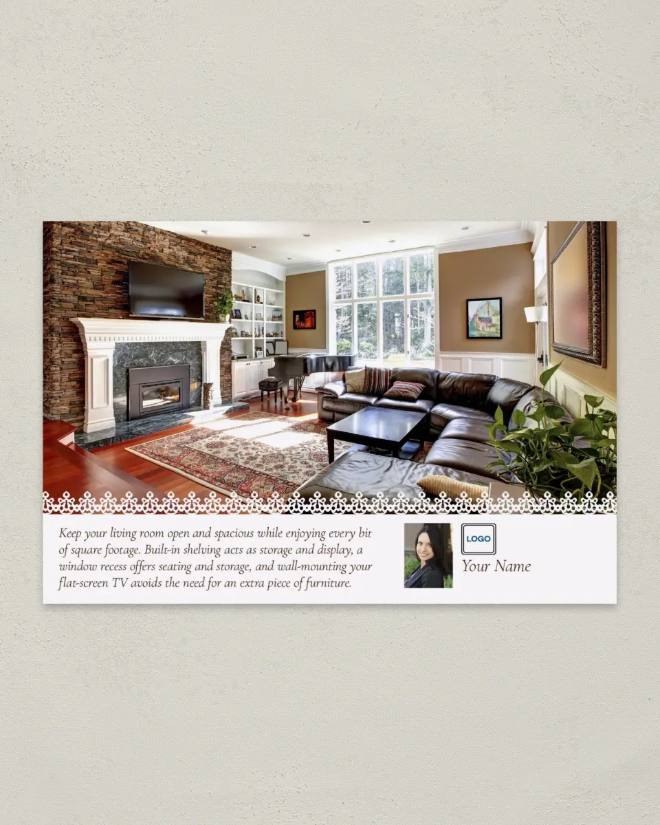 This is a 6" x 9" Postcard called Home Tip - Spacious Living printed in full color