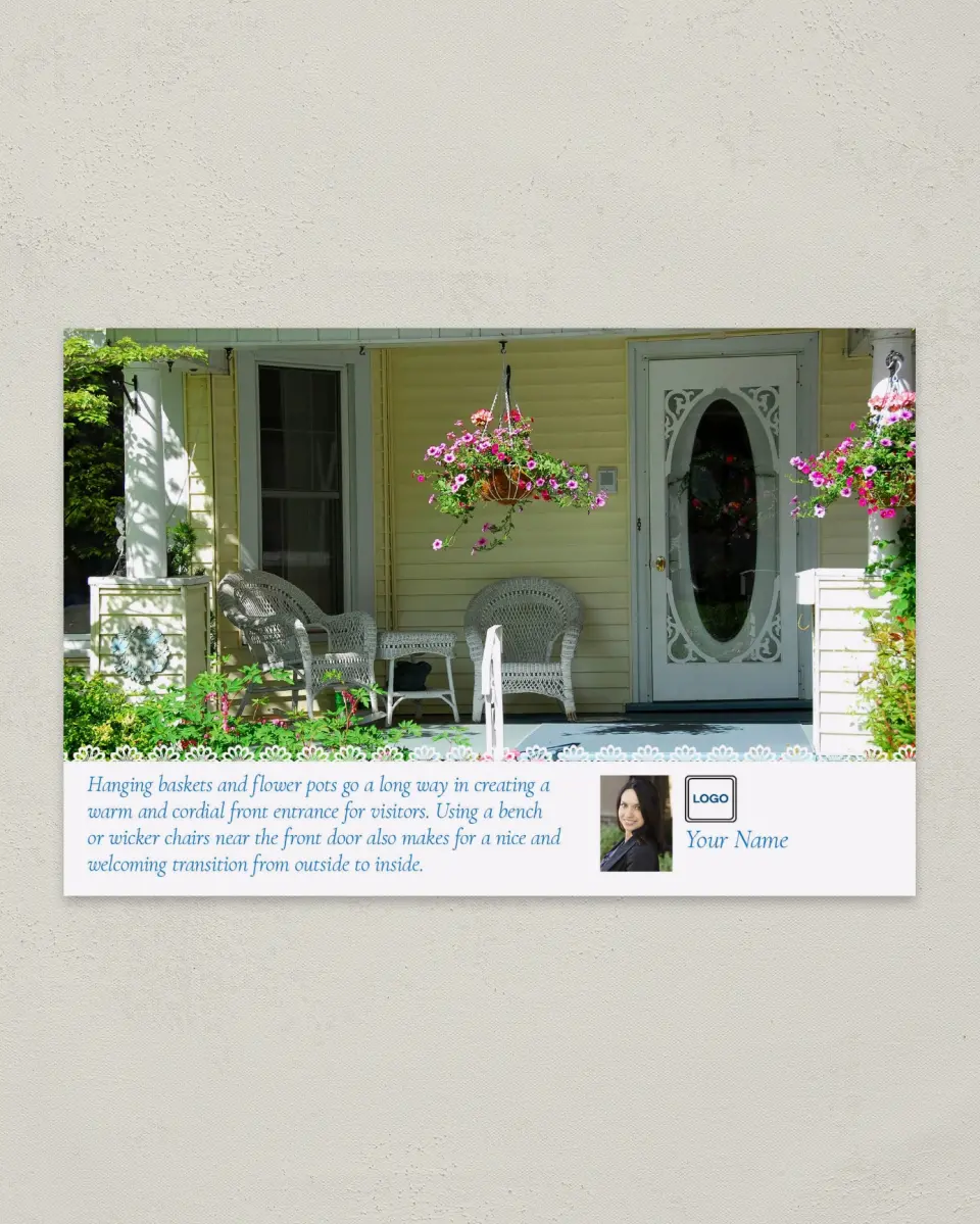 This is a 6" x 9" Postcard called Home Tip - Flower Basket printed in full color