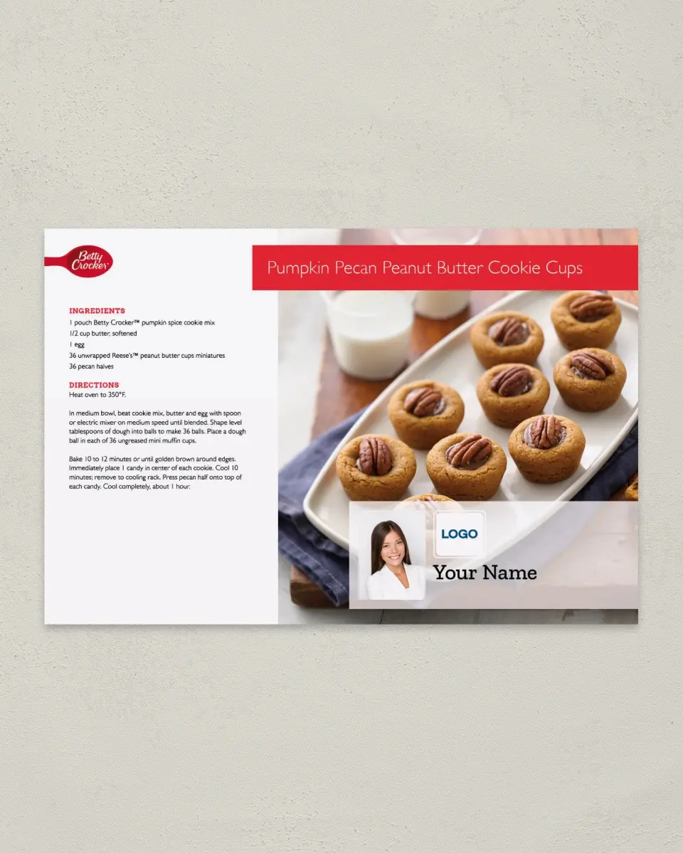 This is a 6" x 9" Postcard called Betty Crocker -  Cookie Cups printed in full color