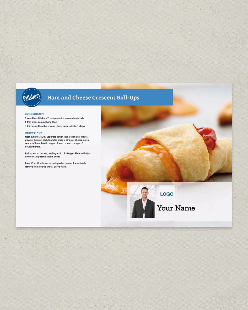 This is a 6" x 9" Postcard called Pillsbury -  Cresent Roll-Ups printed in full color
