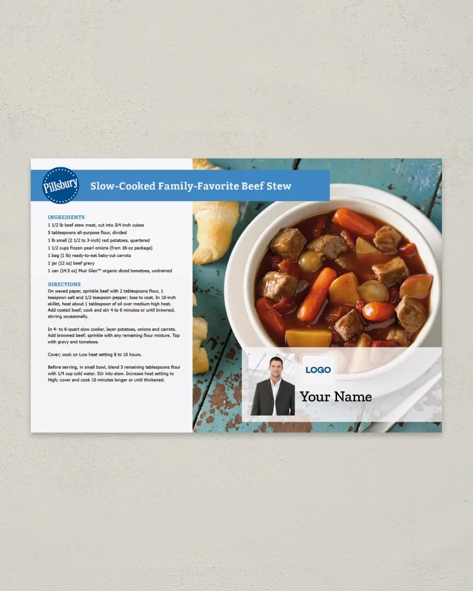 This is a 6" x 9" Postcard called Pillsbury -  Beef Stew printed in full color