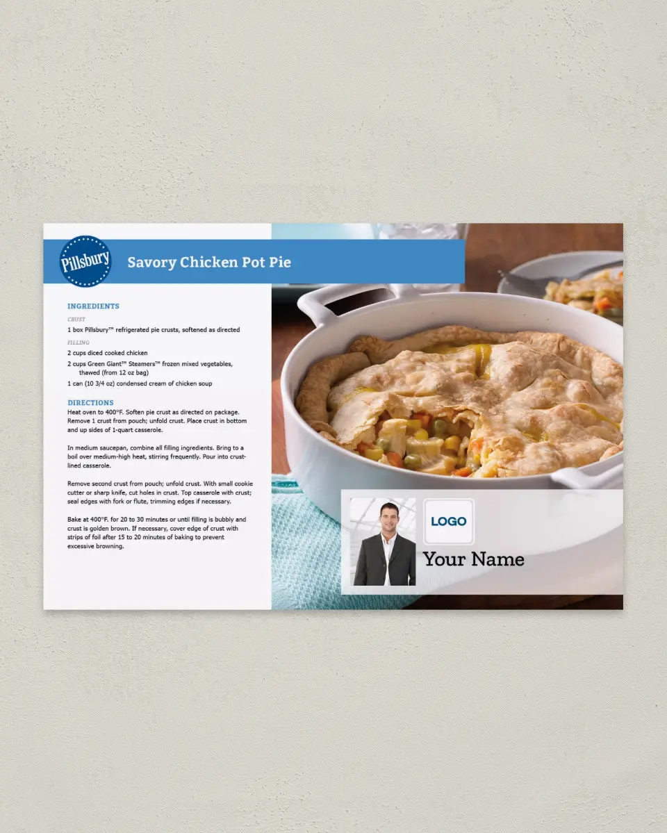 This is a 6" x 9" Postcard called Pillsbury -  Pot Pie printed in full color