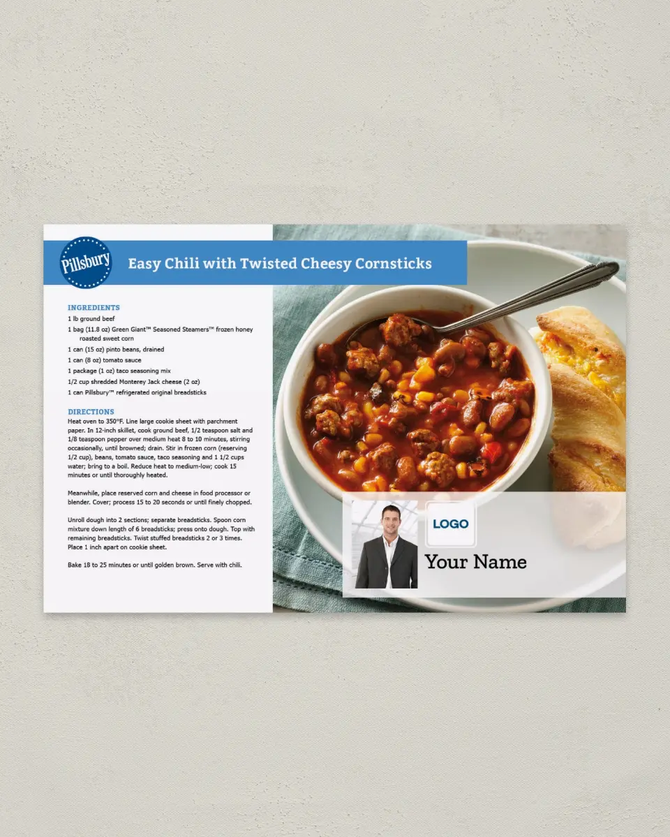 This is a 6" x 9" Postcard called Pillsbury -  Cheesy Cornsticks printed in full color