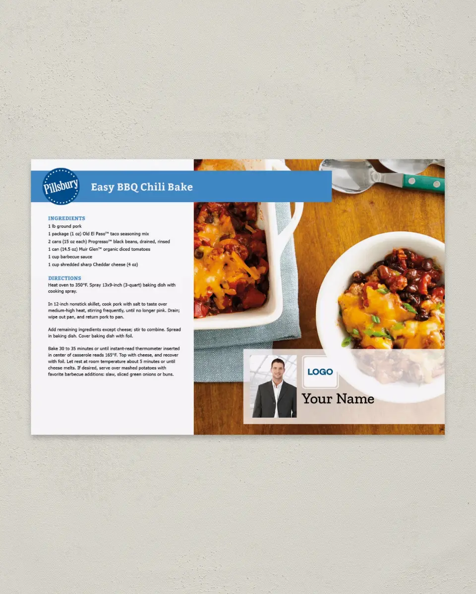 This is a 6" x 9" Postcard called Pillsbury -  Easy Chili Bake printed in full color