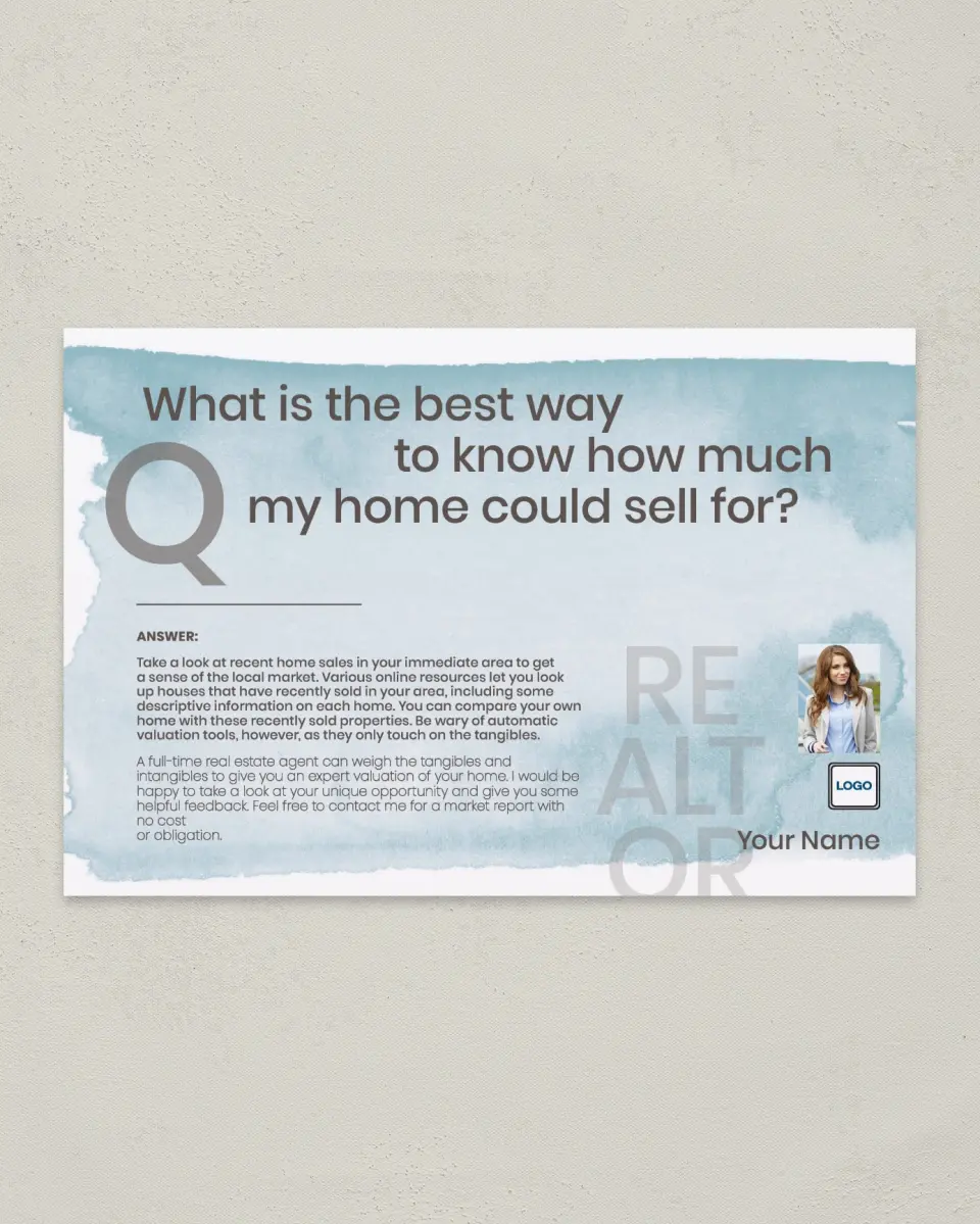 This is a 6" x 9" Postcard called Determining Selling Price printed in full color