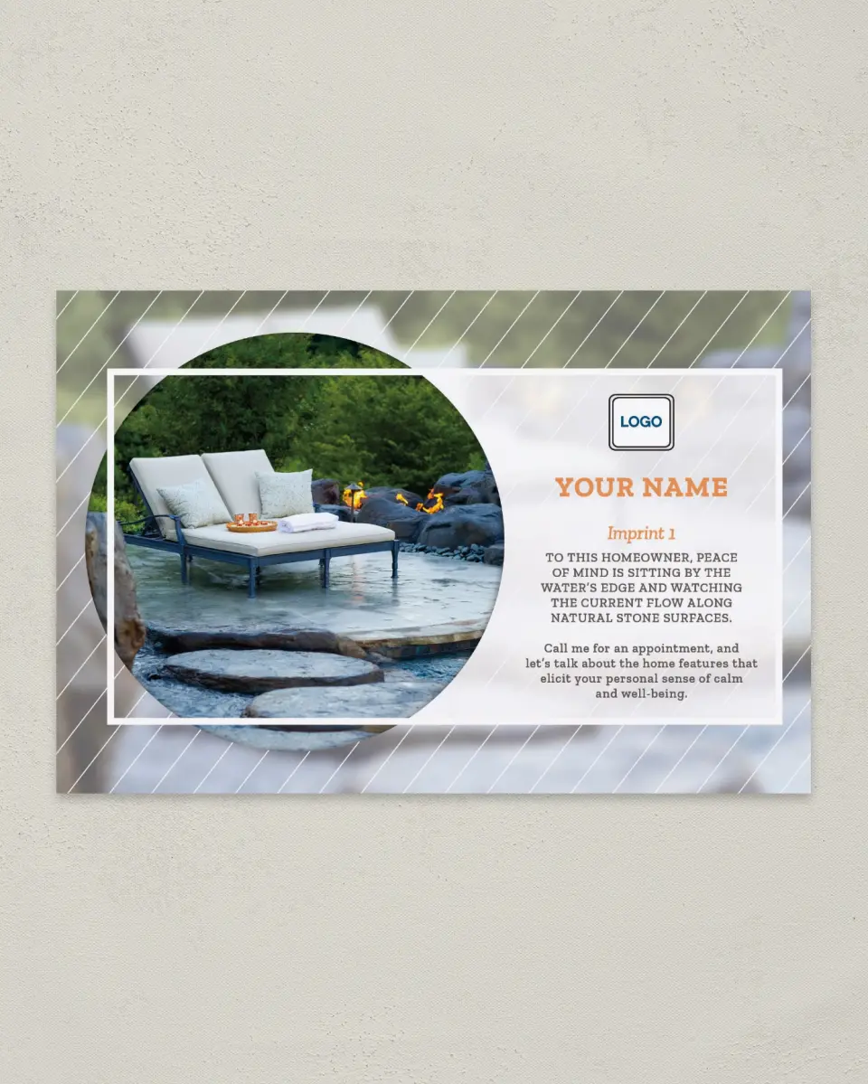 This is a 6" x 9" Postcard called Dream Spaces - Waters Edge printed in full color