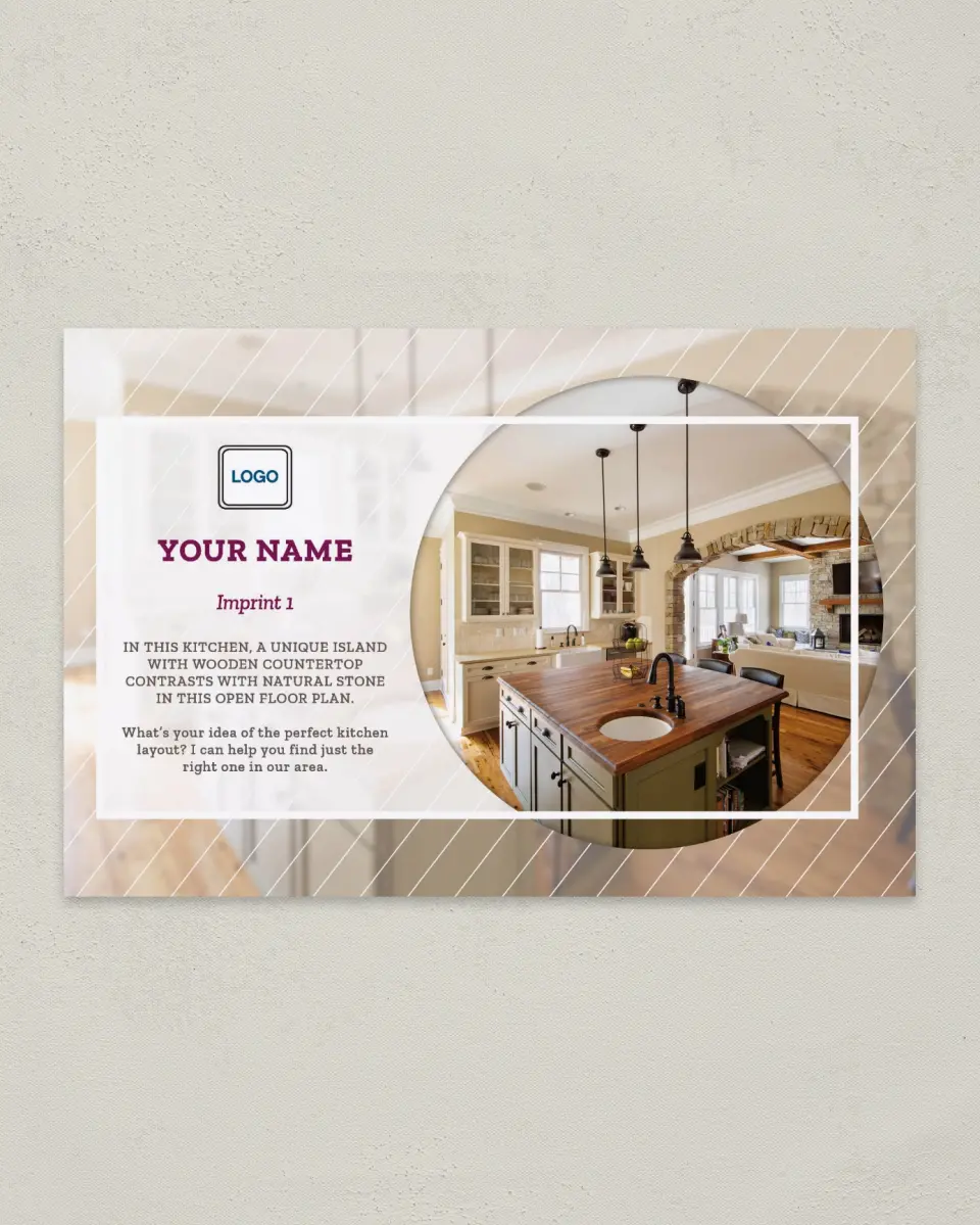 This is a 6" x 9" Postcard called Dream Spaces - Perfect Kitchen printed in full color