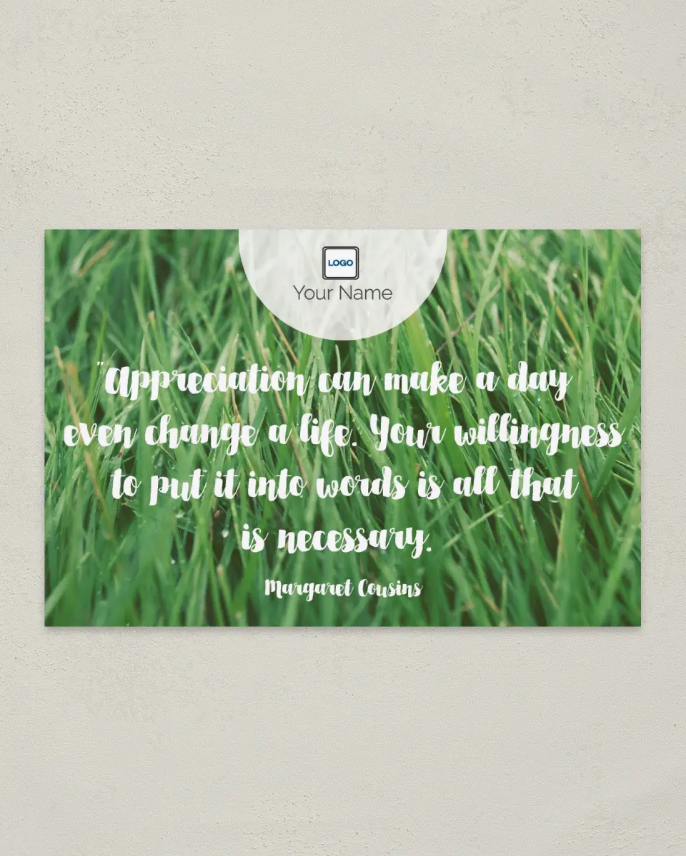 This is a 6" x 9" Postcard called Inspiration - Appreciation printed in full color