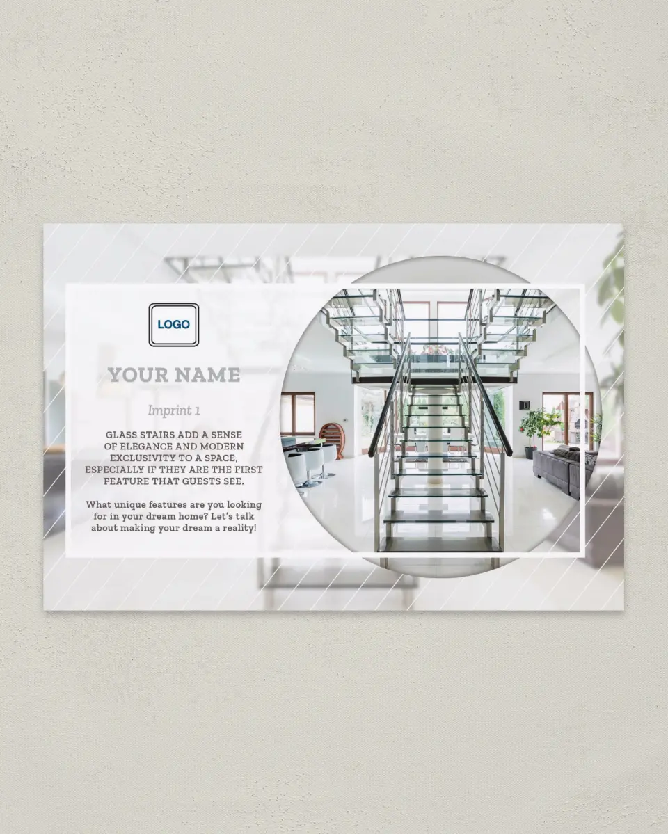 This is a 6" x 9" Postcard called Modern Stairs printed in full color