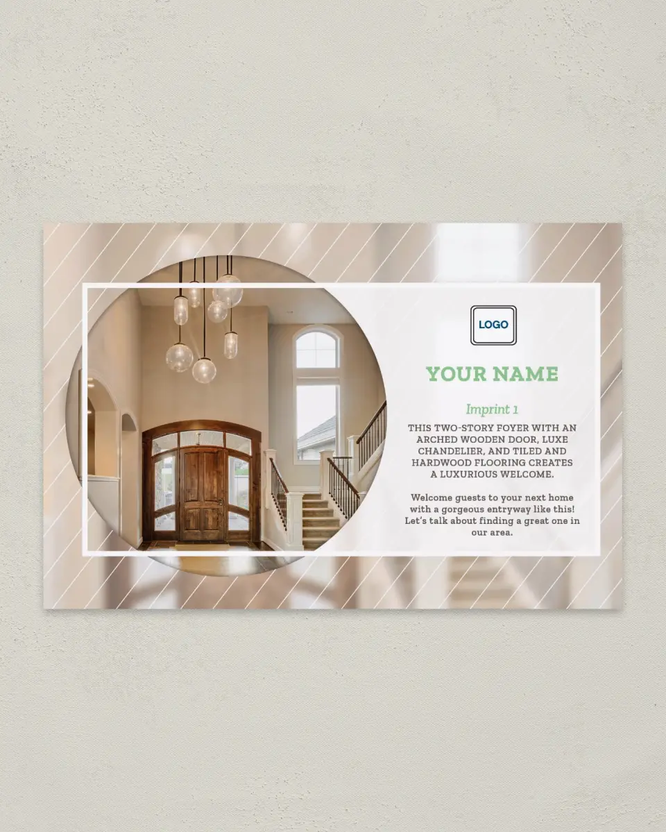 This is a 6" x 9" Postcard called Welcoming Foyer printed in full color