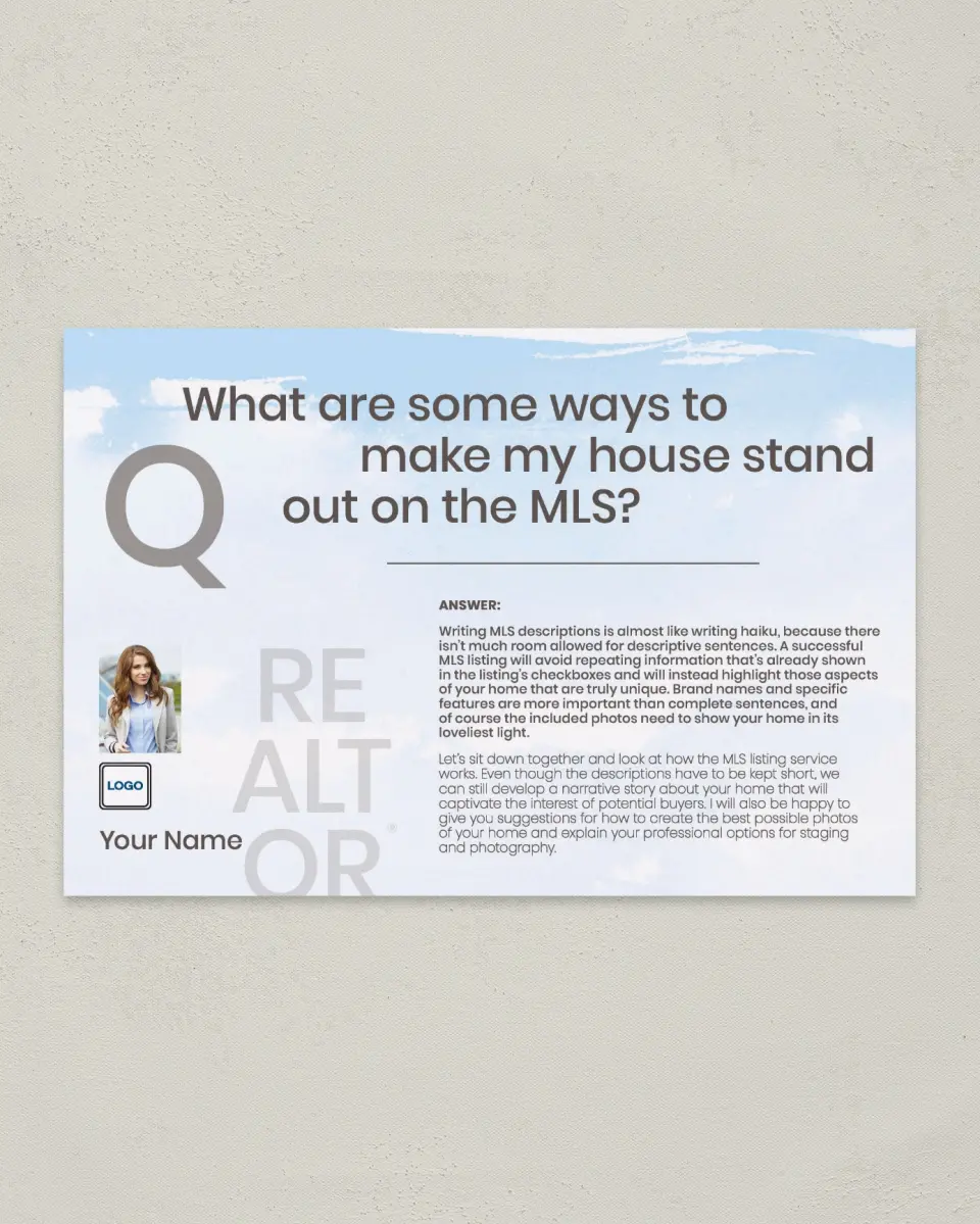This is a 6" x 9" Postcard called Standout Home printed in full color