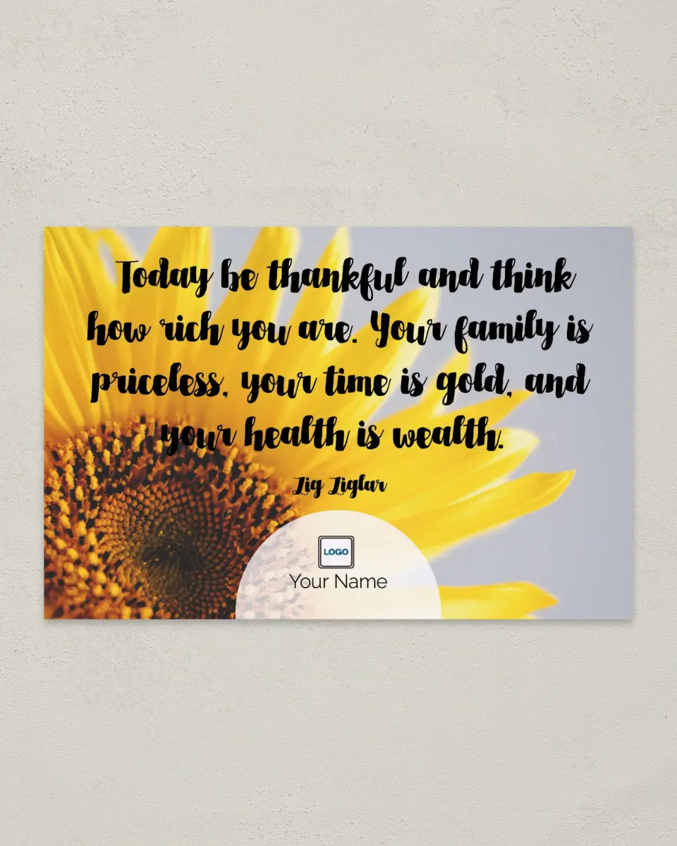 This is a 6" x 9" Postcard called Inspiration - Think Rich printed in full color