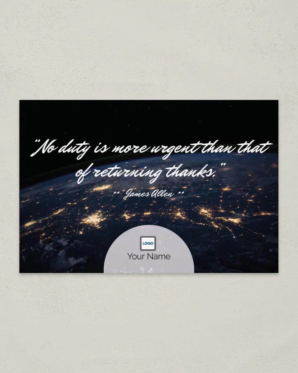 This is a 6" x 9" Postcard called Inspiration - Returning Thanks printed in full color