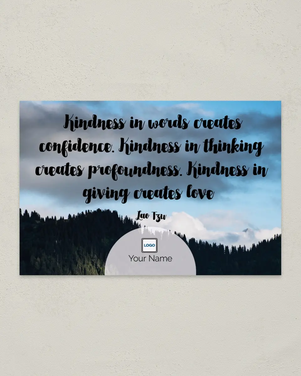 This is a 6" x 9" Postcard called Inspiration - Kindness Gives printed in full color