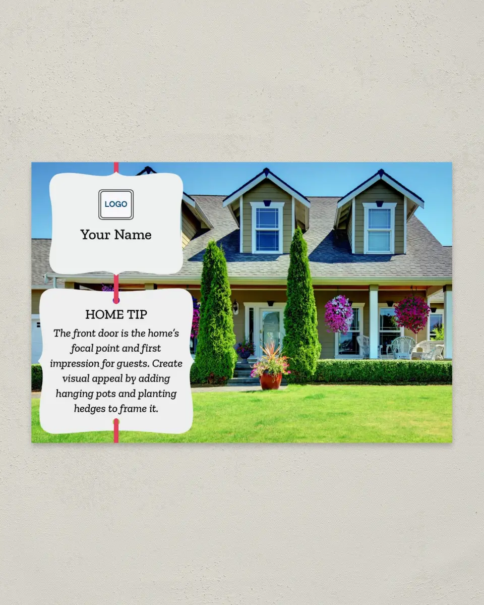 This is a 6" x 9" Postcard called Home Tip - Door Framing printed in full color