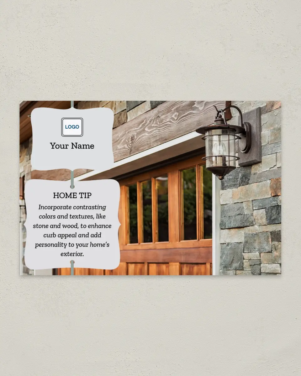This is a 6" x 9" Postcard called Home Tip - Contrast printed in full color