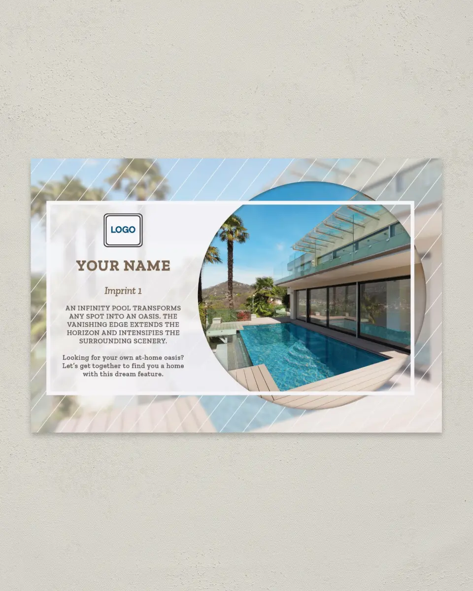 This is a 6" x 9" Postcard called Oasis Pool printed in full color