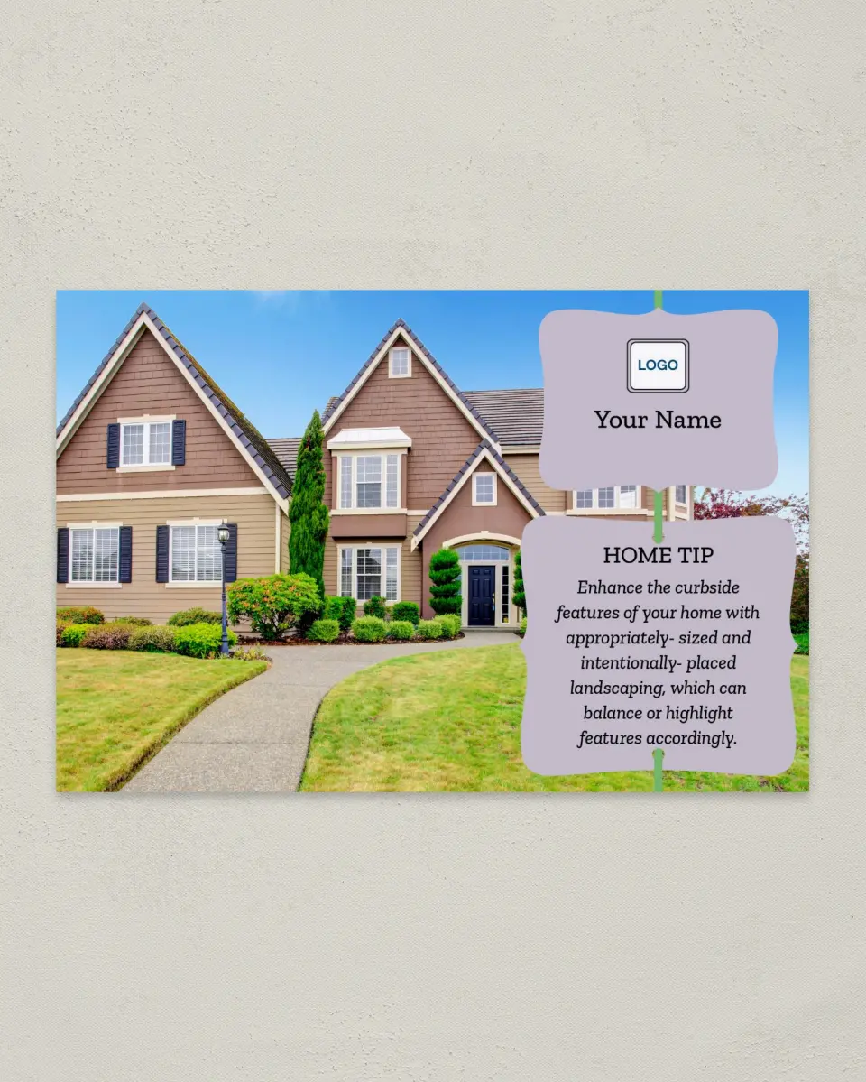 This is a 6" x 9" Postcard called Home Tip - Highlight Landscapes printed in full color